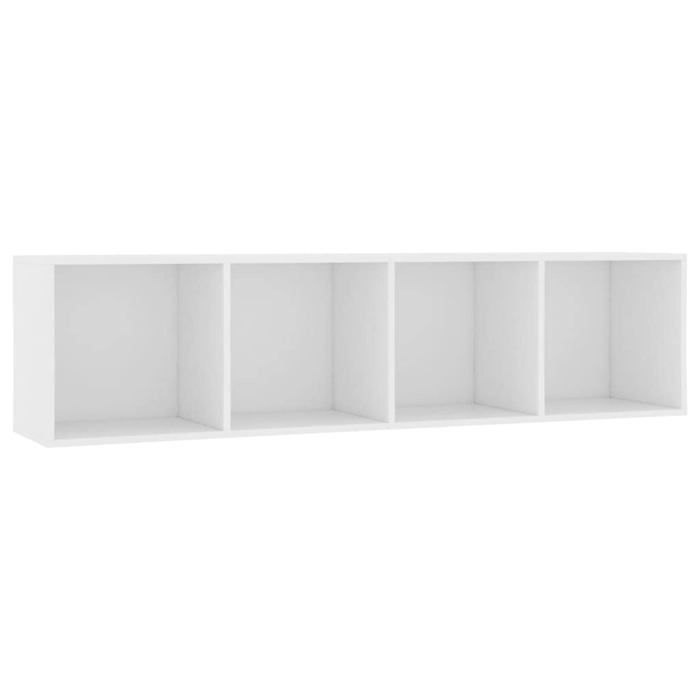 Bibliothèque en bois dingénierie - vidaXL - 143x30x36 cm - Blanc - 4 compartiments - Montage au sol ou mural - Durable