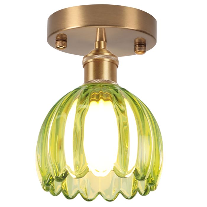 WOTTES 1 x Plafonnier en Verte Verre Lustre Moderne Abat-jour en Créativité Fleur Lampe Plafond Luminaire pour Cuisine Loft