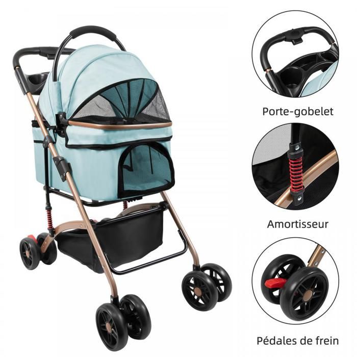 Meilleurs prix pour MIPAN.Poussette Pour Chien 4 Roues - Poussette Pour Animaux Vert - Poussette Pour Chat - 96 x 70 x 48cm - Pour Chien/Chat De 20 Kg