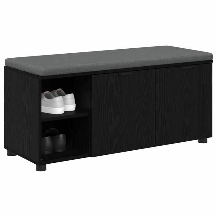 SOLDES DHIVER®Banc meuble à couloir - Noir Banc dentrée avec coussin Uni - Chêne noir 100 x 38 x 46 cm - 29396
