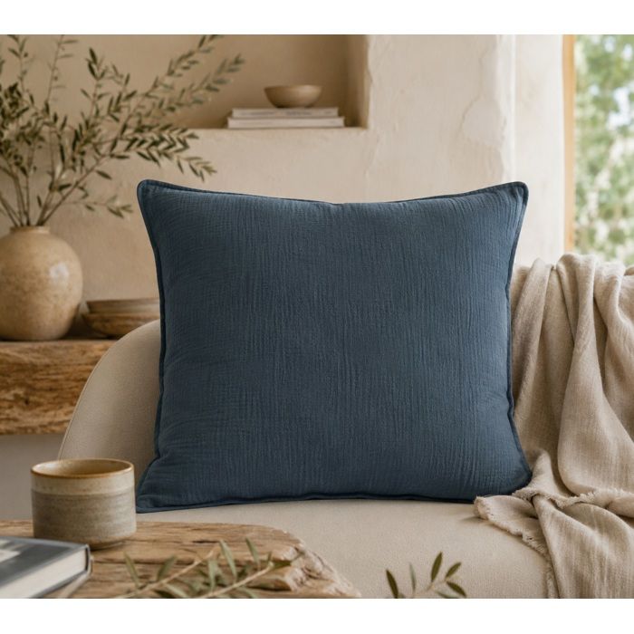 Coussin en gaze de coton 45 x 45 cm Pop colors petrole Coussin en gaze de coton 45 x 45 cm Pop colors petrole