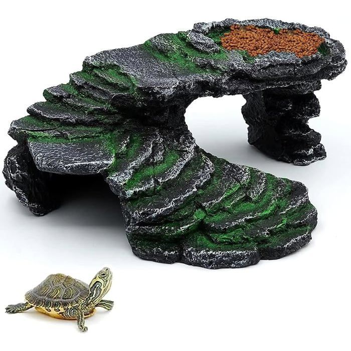 Comparer les prix de Cachette Reptile Plate-Forme pour Reptiles Plateforme de Tortue Rocher Grotte Gécko Habitat Décoration de Terrarium
