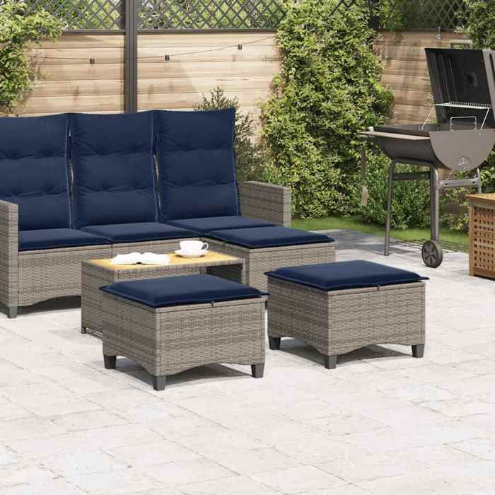 Hot Sale®Petit fauteuil/chaise de balcon - SOLOMON - Tabourets jardin coussins 2 pcs gris 55x55x36 cm résine tressée - S5033760