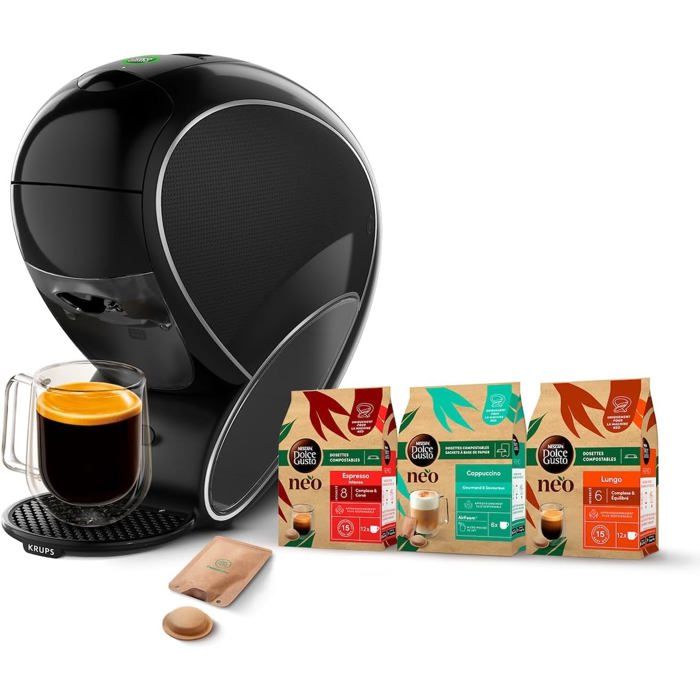 Machine à café multi-boissons - SVATV - Dolce Gusto Neo - 3 boîtes de dosettes compostables - Technologie SmartBrew