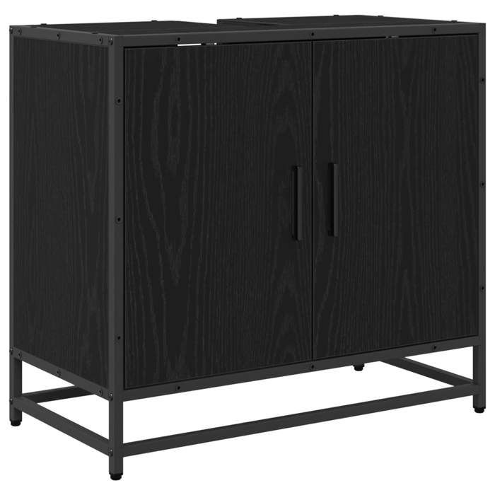 Meuble de salle de bain en 3 pcs - ARMOIRE/COLONNE WC - Chêne noir 60x33x60 cm L5180