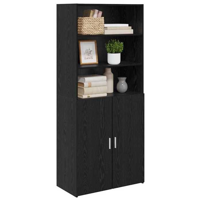 Vaisselier de cuisine - Noir - Haut Armoire - SWEETY - avec rangement - Chêne noir 80x42 5x185cm - Bois dingénierie LH9224078