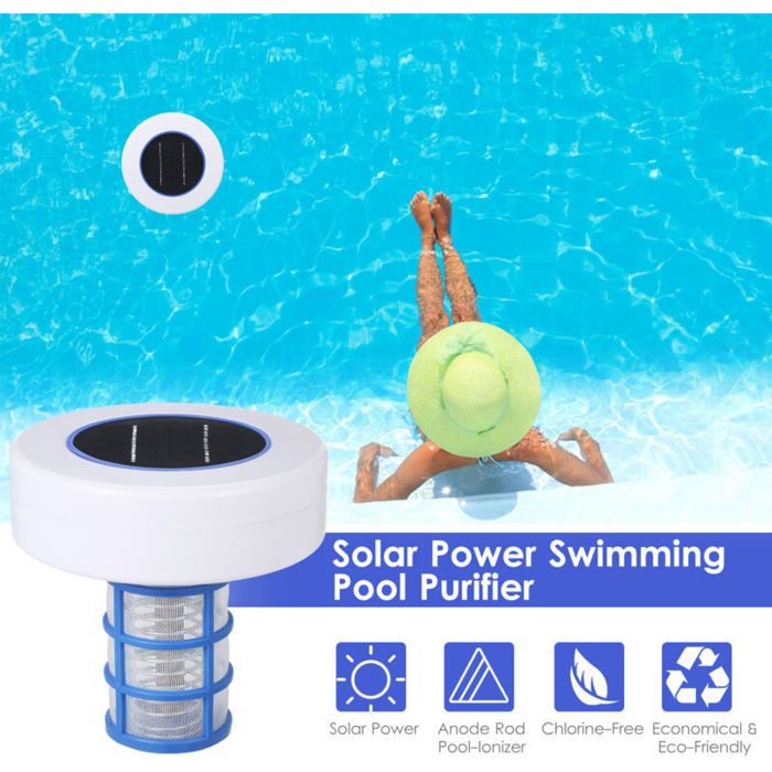 Ioniseur solaire de piscine – Nettoyeur dioniseur pour étangs et fontaines – Économie dénergie – Fil ABS + acier – 2W