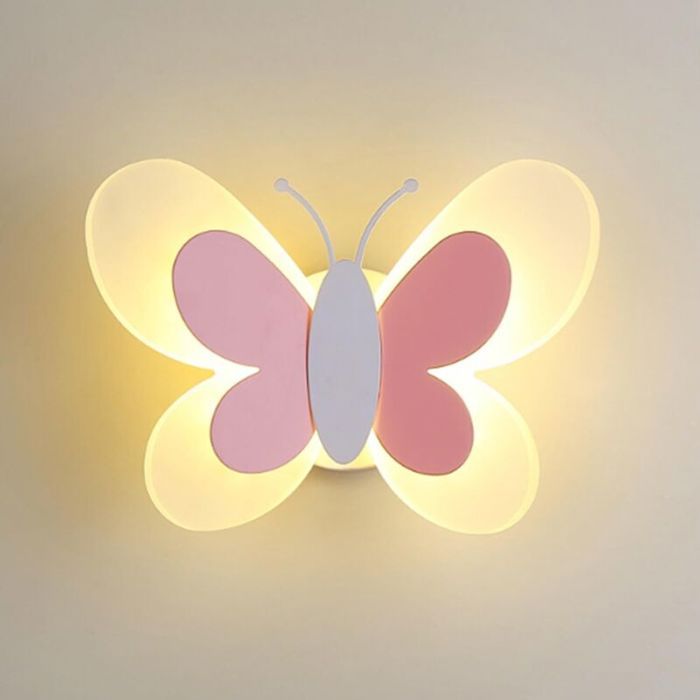 Applique Murale LED 16W Lampe Murale Créative Papillon Appliques Lumière Chaude Acrylique Veilleuse Chevet[Classe énergétique A]