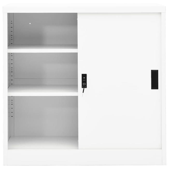 (8442)Moderne Cabinet de bureau avec porte coulissante Blanc 90x40x90cm Acier poid:25.7 kg