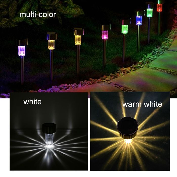 Lampe solaire LED jardin – Nosheir – IP44 acier inox 55×365 mm – Éclairage auto blanc – pour pelouse allée terrasse
