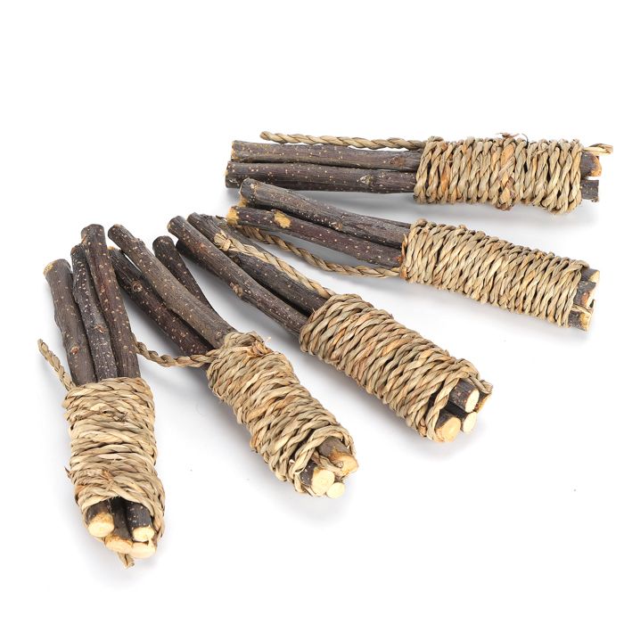 Vvikizy Bâtons à mâcher pour animaux de compagnie 5pcs Bâtons en Bois Jouets à Mâcher Animaux de Compagnie animalerie jouet