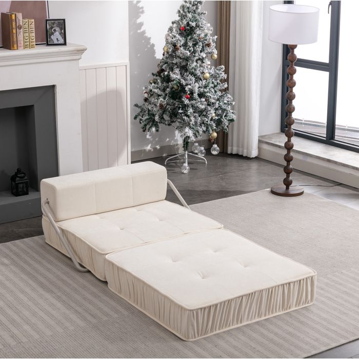 Canapé pliant blanc chaise futon convertible matelas pliable pour salon et bureau