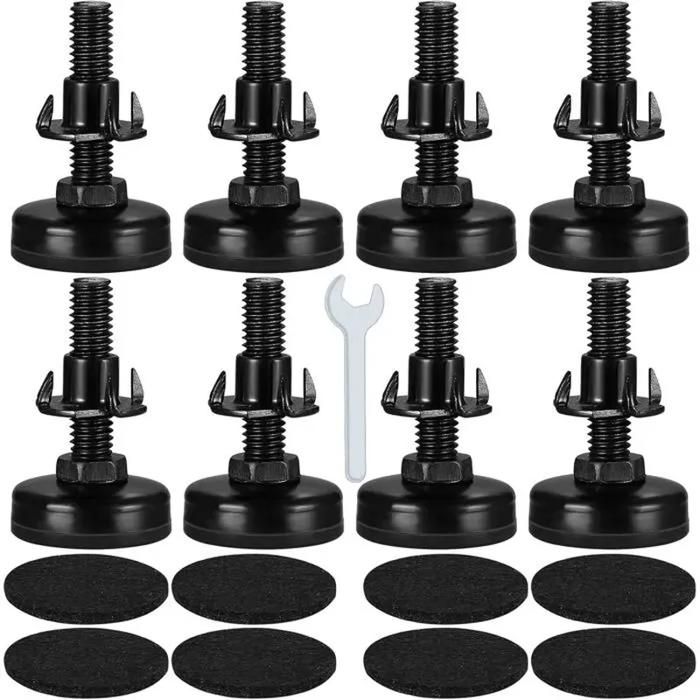 Pieds de nivellement réglables pour meubles - M10 - 8 pièces - Hauteur 20-45 mm - Inox et base plastique