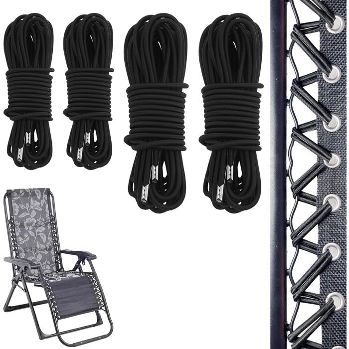 4 Pcs Corde Remplacement Élastiques Pour Chaise Longue Transat Pliante Inclinable Cordons De Remplacement De Chaise Zéro Gravité