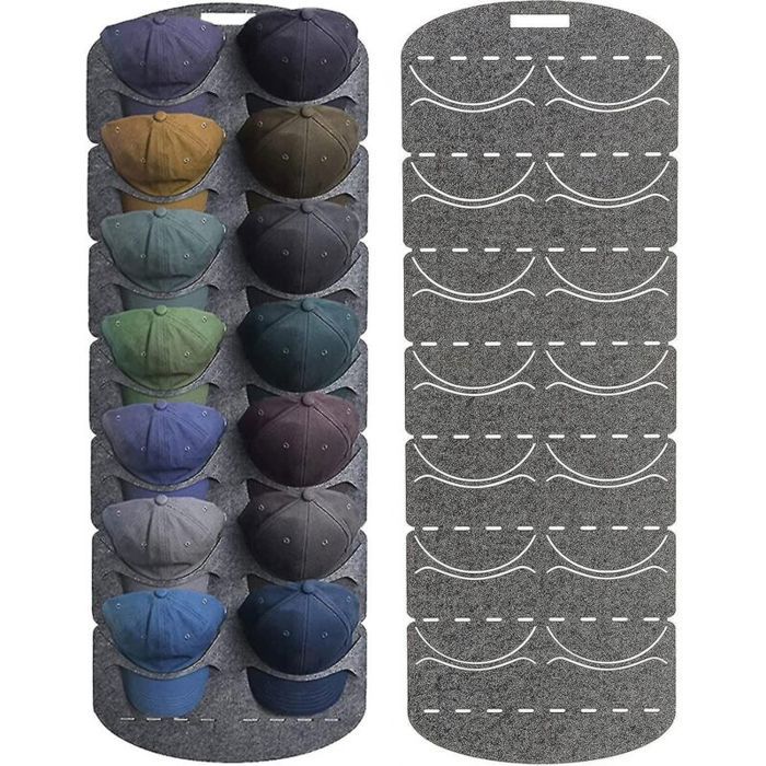 Porte-casquettes mural 14 poches – rangement suspendu pour baseball
