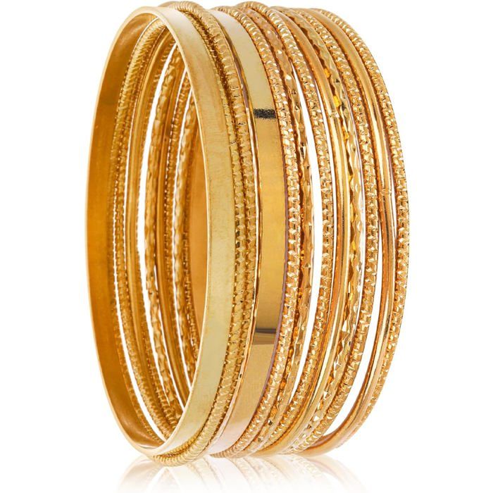 14 Pièces Bracelets Or Indien Multi Bracelet Ensemble Teen Girls Punk Empilable Texturé Bracelets Femmes Mariée Mariage Fête[PP311]