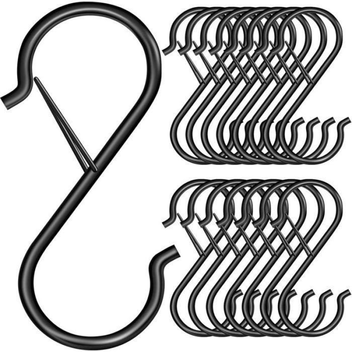 Lot de 18 crochets en S avec boucle de sécurité de verrouillage en acier inoxydable de 8 9 cm (3 5 pouces) parfaits pour CROCHET