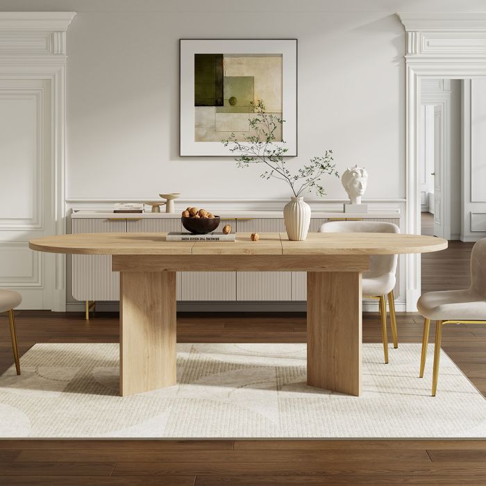 Design solide et sécurisé table à manger couleur chêne idéal pour maison salon chambre décoration intérieure
