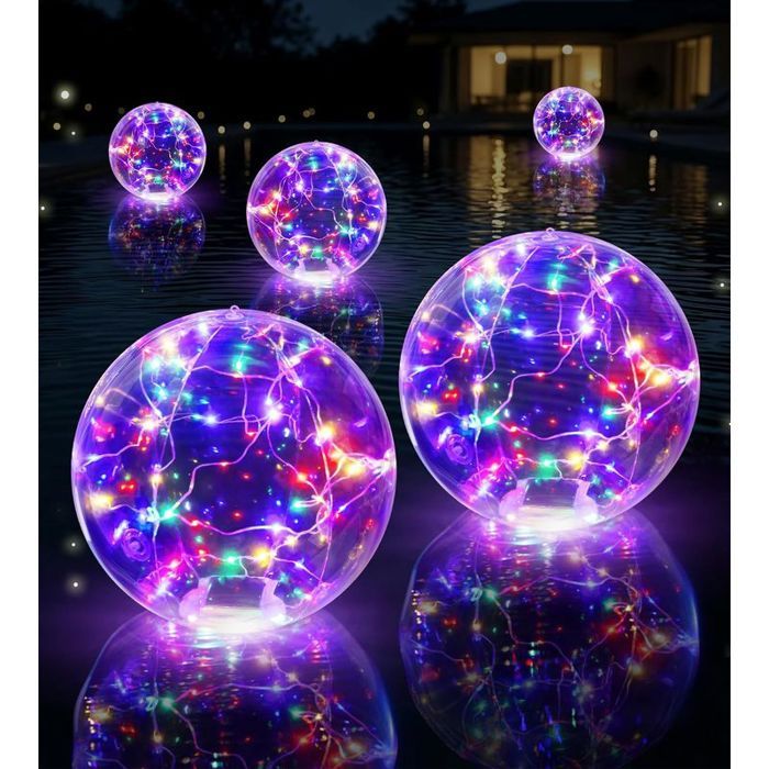 Lampe Piscine Solaire Flottante 38cm - Étanche IP68 LED Colorées 2 Pièces