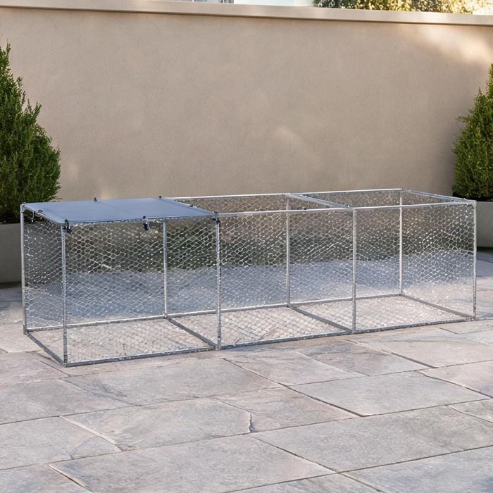 Enclos pour petits animaux 3 m² en acier galvanisé 296 x 100 x 80 cm avec bâche de protection