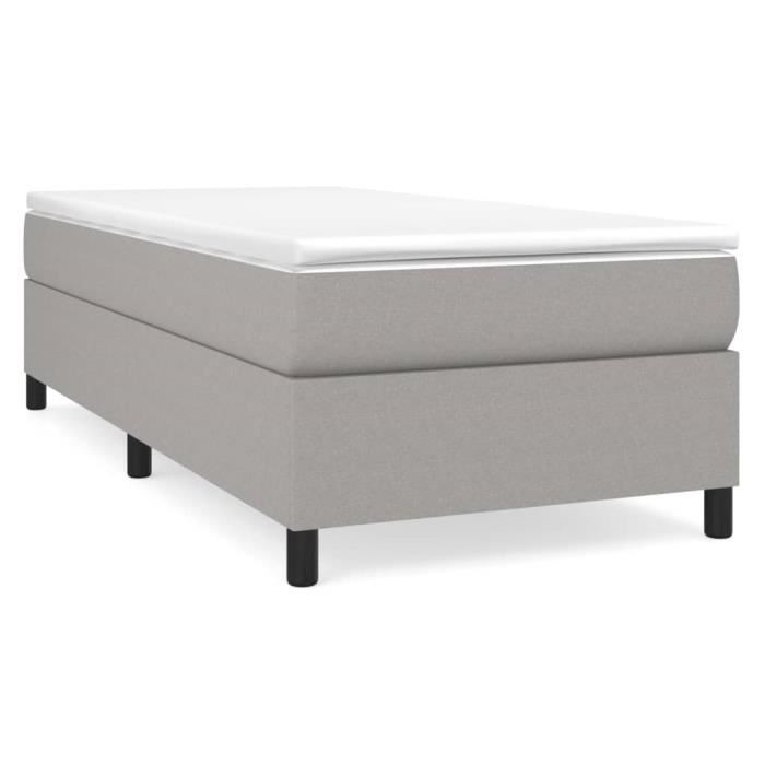 Sommier - AKOZON - 100x200 cm - Tissu 100% polyester - Couleur gris clair - Soutien ferme