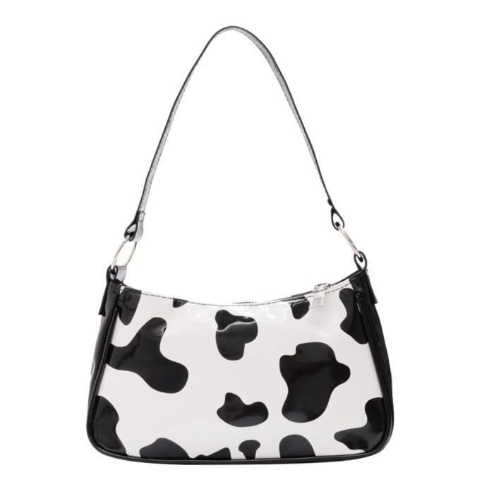 Sac à bandoulière en patchwork en peau de vache pour femme - Sac à main unique et moderne - Canada