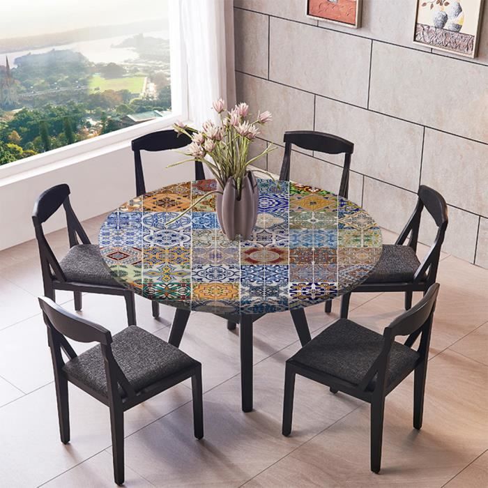 Transparent Nappe de table ronde transparente en PVC facile à nettoyer Transparent Nappe de table ronde transparente en PVC facile à nettoyer