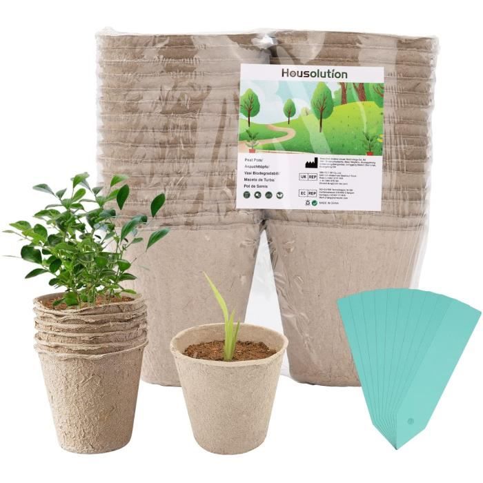 Lot De 9 Pots De Tourbe, 108 Alvéoles Biodégradables Pour Semis Avec étiquettes De Plantes Et