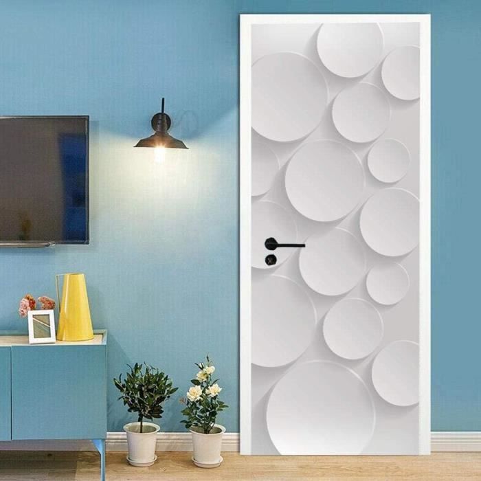 3D Marmor Türaufkleber Blau - Selbstklebend 40x120cm, Abziehbar & Wasserdicht