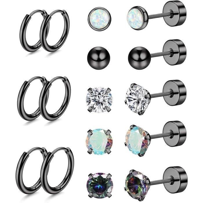 2 Pièce/ensemble Boucles D'oreilles En Acier Inoxydable Rondes Petites Boucles D'oreilles Huggie Unisexe Bijoux Pendientes Mujer Aretes Cartilage Piercing