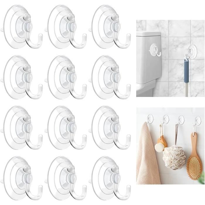 12 Ventouses Avec Pince Transparentes - Crochets Adhésifs Pour Surfaces Lisses - Aquarium, Voiture, Fenêtre
