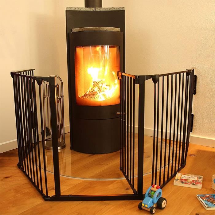 Écran de cheminée moderne noir, garde de barrière de cheminée pliable pour  la protection de bébé d'animal familier, maille de garde d'étincelle, 3  panneaux coupe-feu et écrans pour le brûleur à bûches 