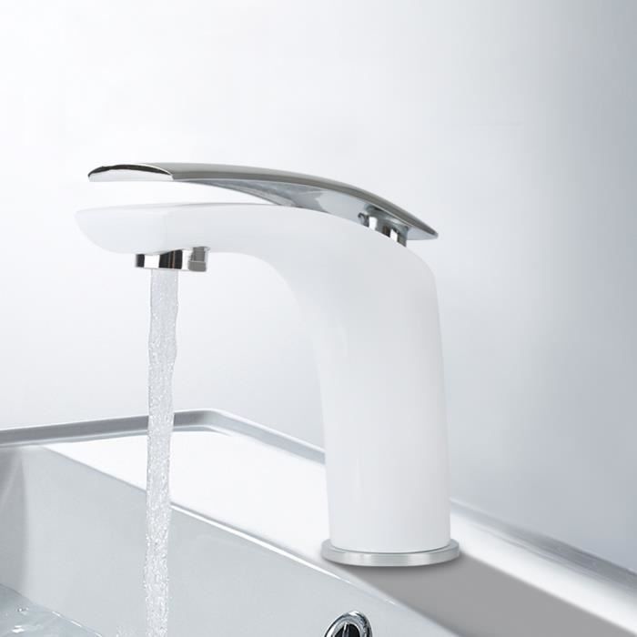 AiHom Robinet Salle Bain Eau Froide Uniquement Robinet Lavabo Surface Chrom/é en Cuivre Durable Robinetterie Lave Mains Cartouche C/éramique Mousseur D/émontable Pratique pour Nettoyer ou Remplacer
