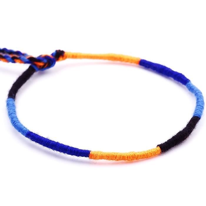 Bracelet brésilien amitié fil coton ciré tresse porte bonheur Dark rouge 21155