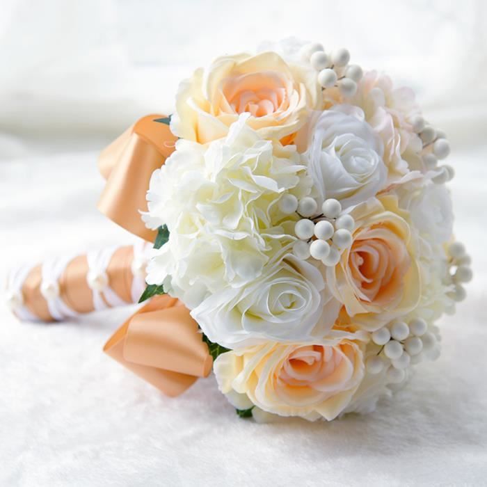 Champagne Orange 25cm Bouquet De Mariage Fleur Artificielle Boue De Rose Cdiscount Maison Champagne Orange 25cm Bouquet De Mariage Fleur Artificielle Boue De Rose Cdiscount Maison