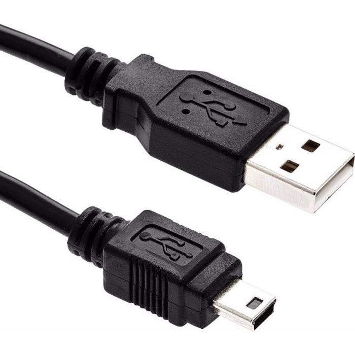 G-Shield 50cm Câble Mini USB 2.0 A Mâle vers Mini B Data Sync Chargeur et Données pour Caméras Disques Durs Externe 0,5 Mètre Noir