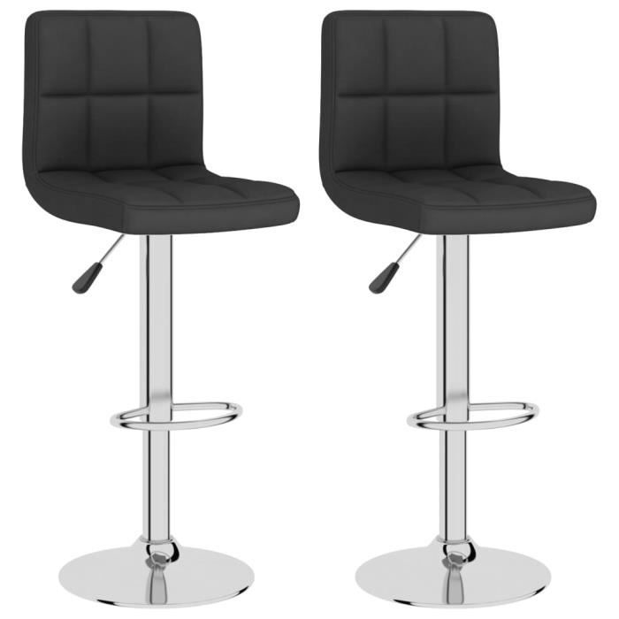 HOME-MARKET - Lot de 2 Chaises de Bar - Tabourets Hauts - Noir Tissu FR5489
