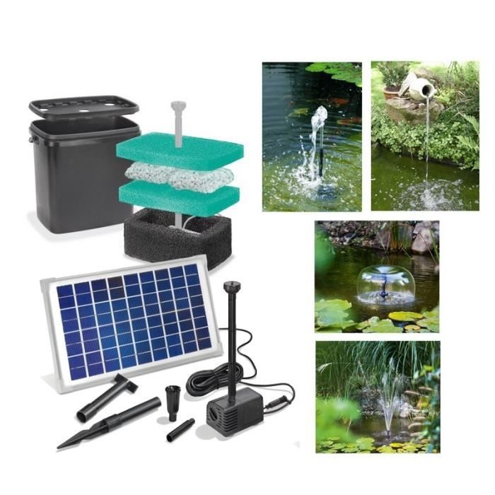 Pompe Solaire Pour Fontaine Jardiland / Fontaine Solaire Originale Boule batteries et Led ... / Le panneau solaire de monocristallin est séparé du corps de la pompe.