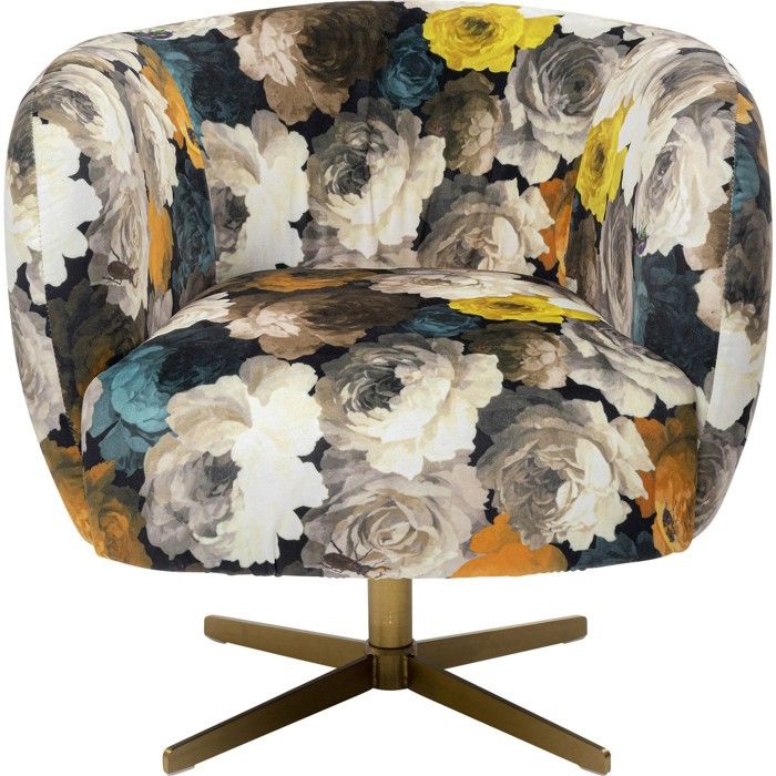 Fauteuil pivotant Pivoines jaunes Kare Design Fauteuil pivotant Pivoines jaunes Kare Design