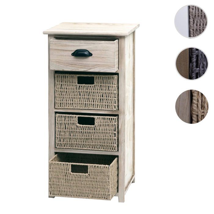 MCW Commode MCW-K84 bois 83x40x29cm naturel paniers marron clair
