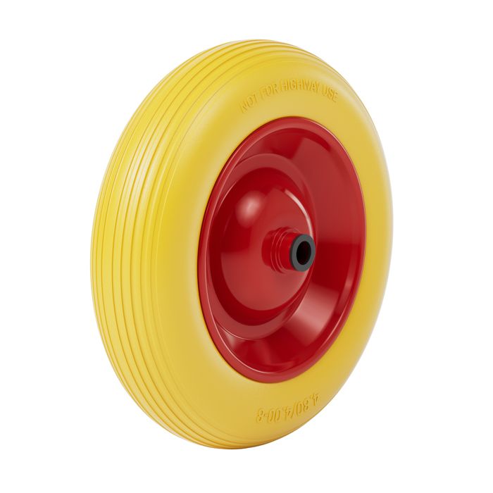 Wiltec Roue complète increvable 3.50-8 pour Diable – 365 x 82 mm – en PU/ Polyuréthane – profil rainuré – Capacité de charge max. 130 kg – pour Brouette Chariot