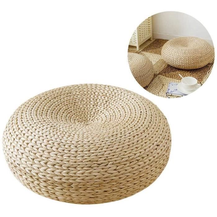 Coussin de sol - Tatami - Rond 45 x 15 cm - Tissé à la main - Fibre naturelle