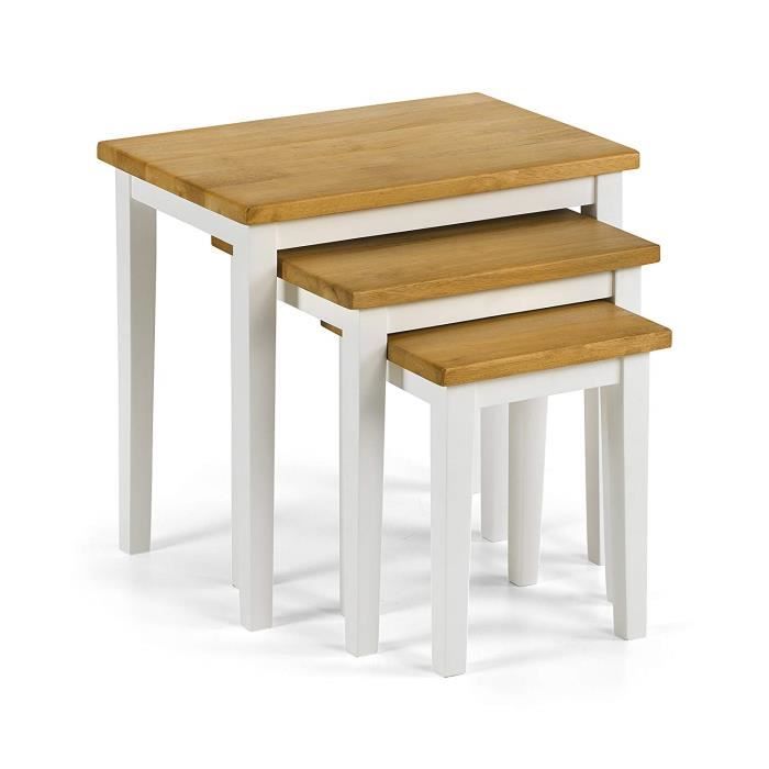 tables gigognes 2 tons - julian bowen cleo - bois chêne/blanc - pratique et compact