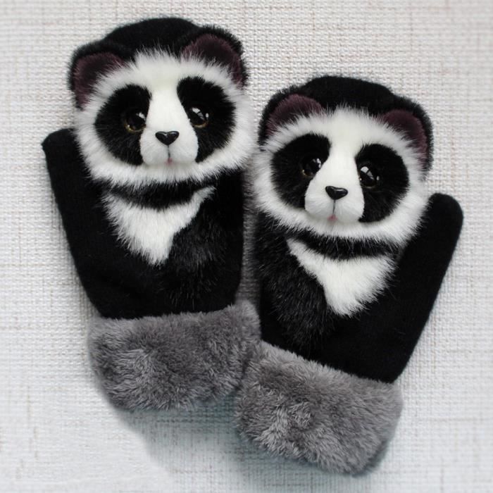 Moufle Enfant 3 Ans en Polaire Mignonne Moufle Bébé Tricot en Forme de Panda Gants Tricotés pour Enfants Gants de Mitaines Chauds en Hiver Doux pour la Peau 