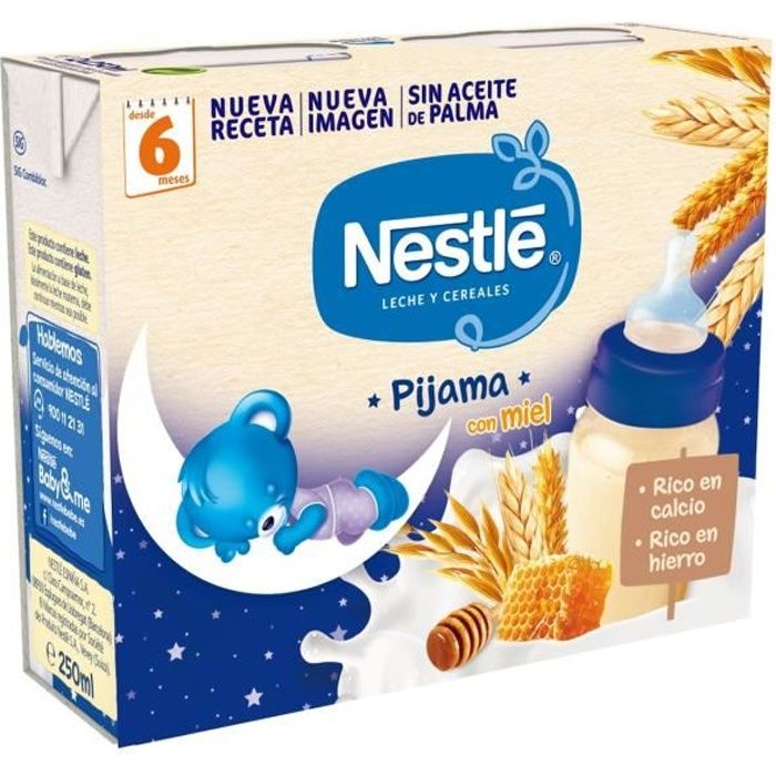 Nestlé+Pyjama lait et céréales 8 céréales avec duplo miel pour + 6m 2x250 ml