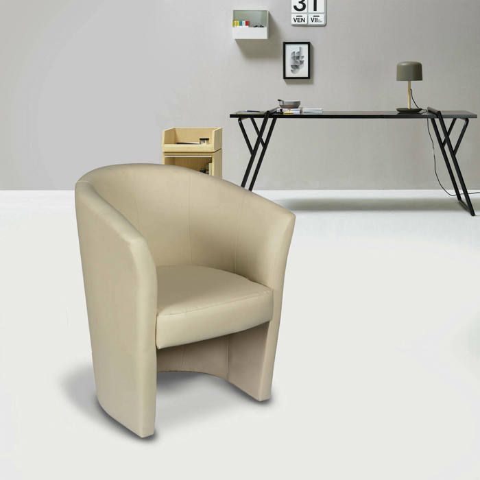 Dmora - Fauteuil Abrera 64x63h76 cm beige Panneau effet bois Similcuir et Mousse de polyuréthane Dmora - Fauteuil Abrera 64x63h76 cm beige Panneau effet bois Similcuir et Mousse de polyuréthane