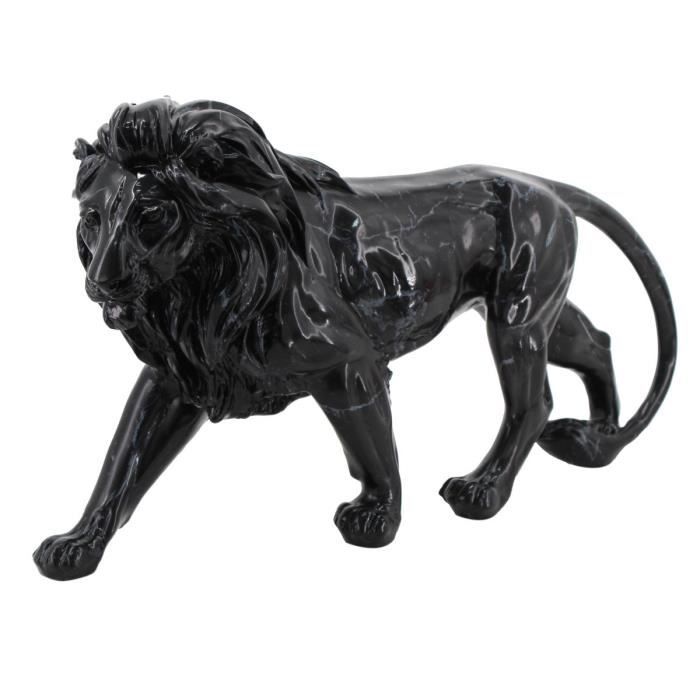Statuette déco lion en résine 51cm noir - Conforama