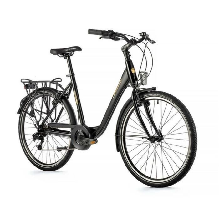 Vélo de ville musculaire Leader Fox Domesta 2023 - cadre alu femme - noir - 7 vitesses