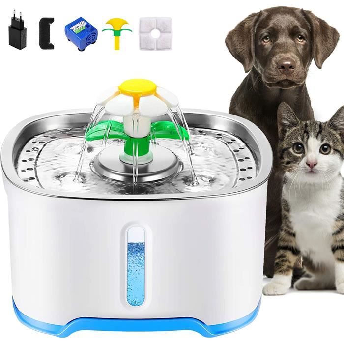 Fontaine à Eau pour Chat Chien, 2.5L, Distributeur Eau Chat Chien Filtres, Fontaine pour Chat Silencieuse avec Veilleuse LED