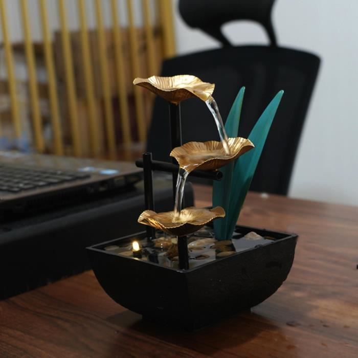 Fdit Petite Fontaine De Cascade Fontaine D'eau De Table Avec Lumières LED Fontaines De Cascade